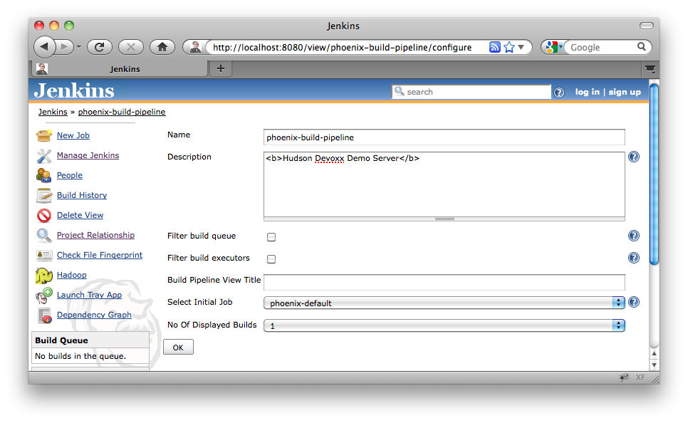 Configuring a Build Pipeline view